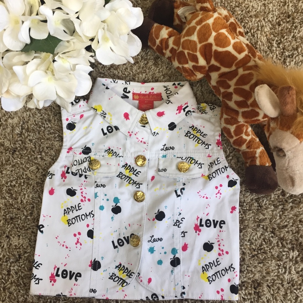🐝 Little Girl’s White Denim Vest NEW 4T
